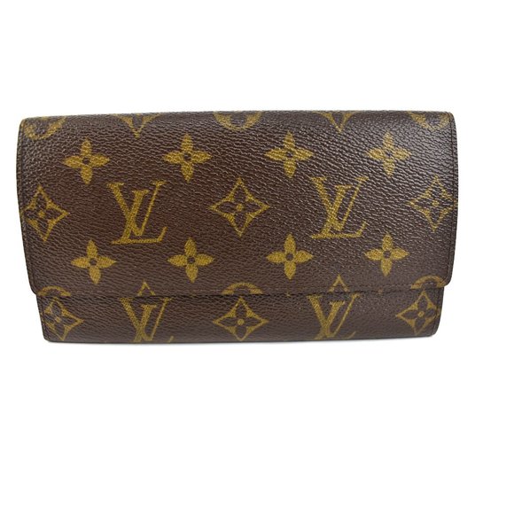 Louis Vuitton Handbags - LOUIS VUITTON: Brown, "LV" Logo & Leather Folding Long Wallet (xm)